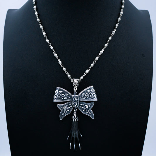 Adorned Bow & Taxidermy Necklace
