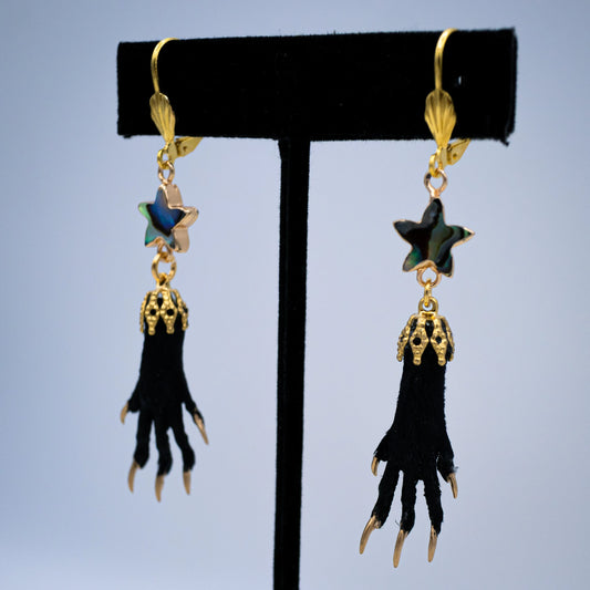 Taxidermy Paws and Abalone Earrings
