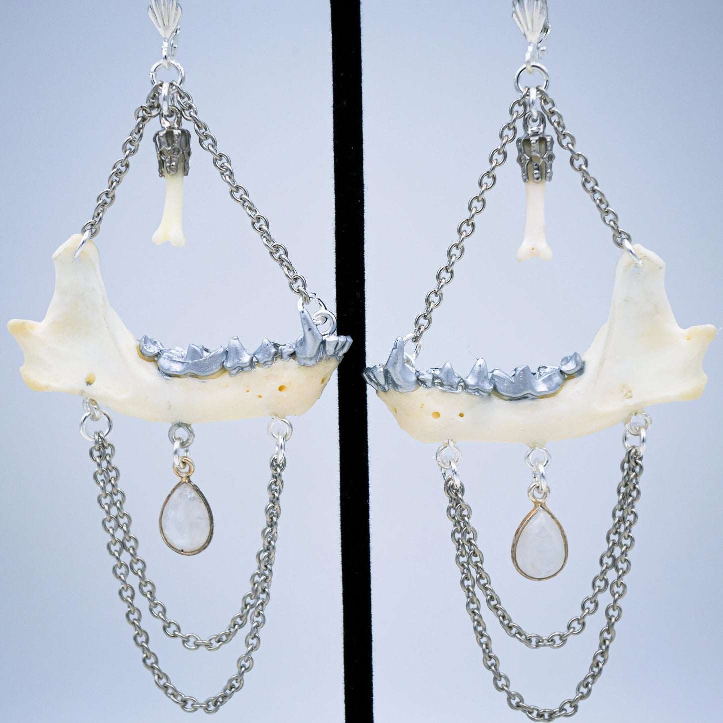 Mink Jaw and Moonstone Earrings