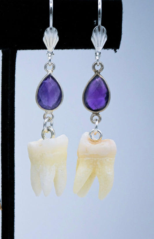 Adorned Amethyst Molar Earrings