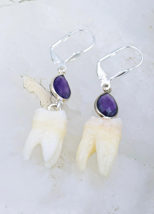 Adorned Amethyst Molar Earrings
