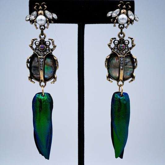 Abalone Scarab Beetle Earrings