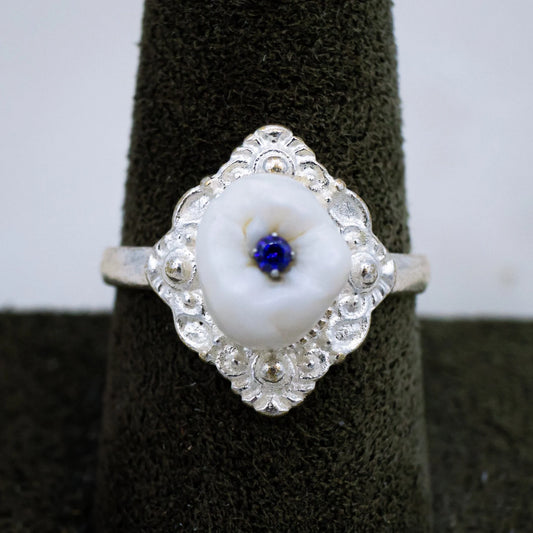 Victorian White Silver Tooth Ring