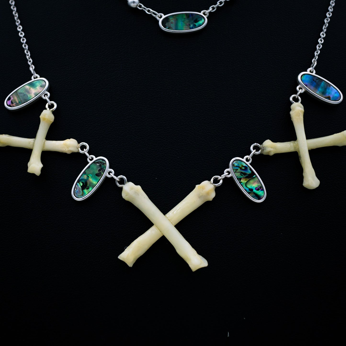 Abalone Cross Bone Necklace