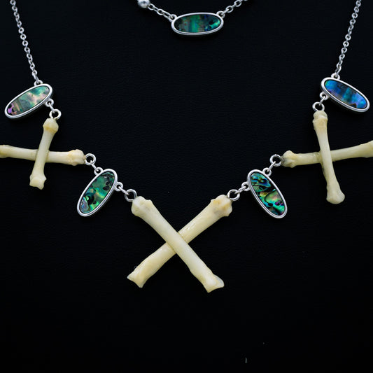 Abalone Cross Bone Necklace