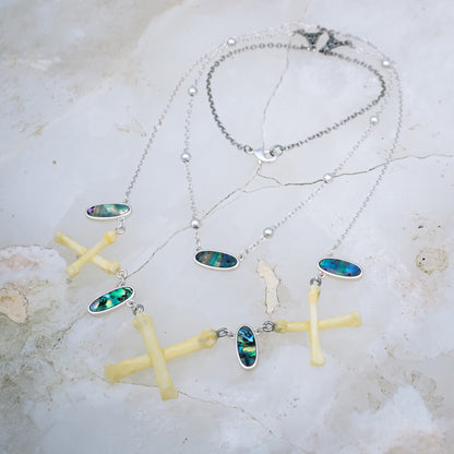 Abalone Cross Bone Necklace