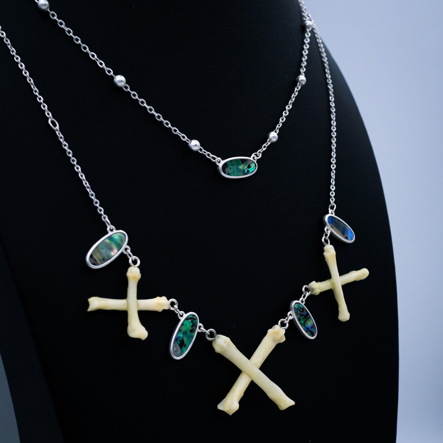 Abalone Cross Bone Necklace