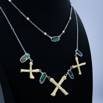 Abalone Cross Bone Necklace