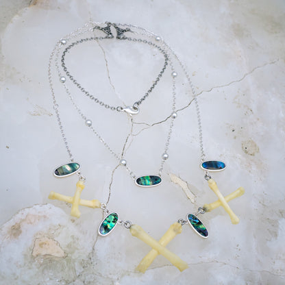 Abalone Cross Bone Necklace