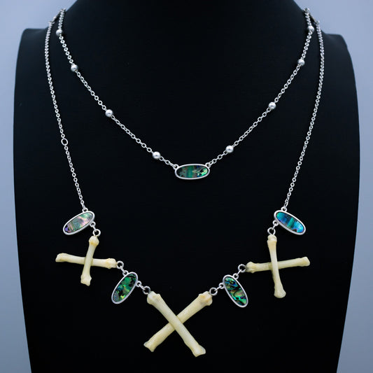 Abalone Cross Bone Necklace