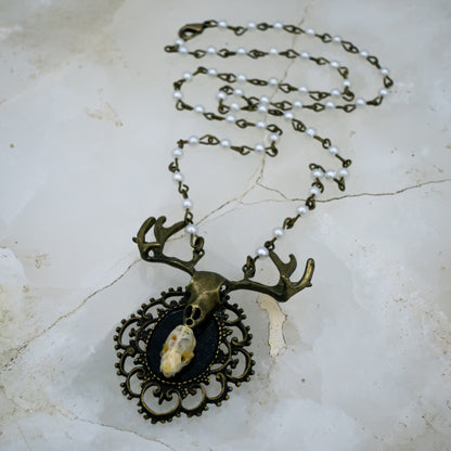 Bat Skull and Beaded Chain Necklace