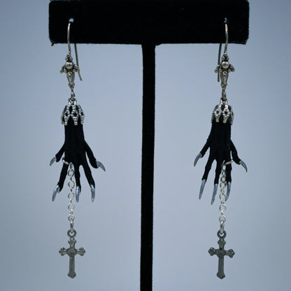 Gothic Taxidermy Cross Earrings