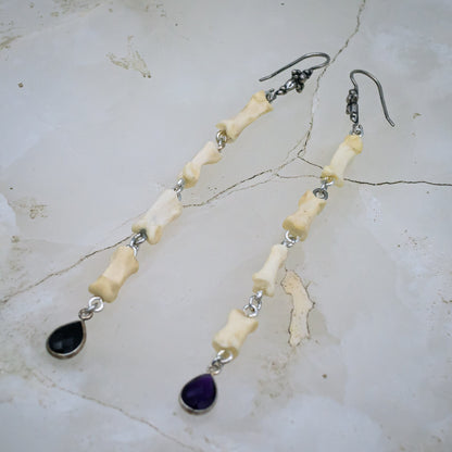 Amethyst Bone Dangle Earrings