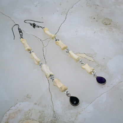 Amethyst Bone Dangle Earrings