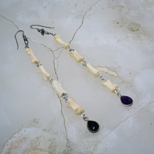 Amethyst Bone Dangle Earrings
