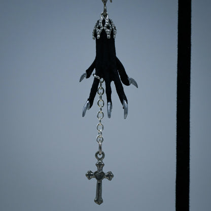 Gothic Taxidermy Cross Earrings