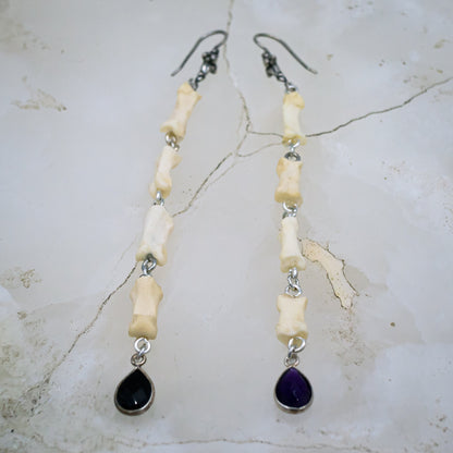 Amethyst Bone Dangle Earrings