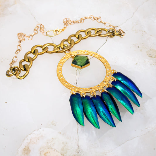 Warlocks Beetle Shell Tourmaline Necklace