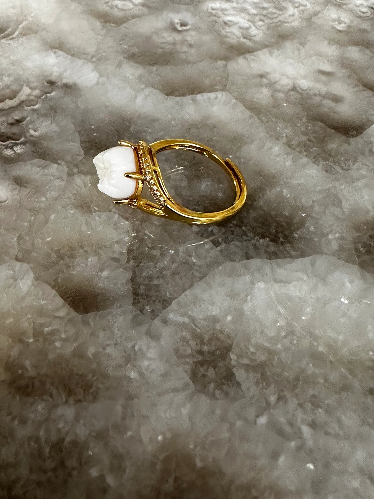 Human Tooth Gold Ring