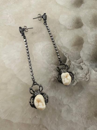 Human Tooth Spider Earrings