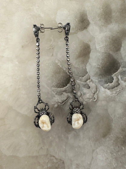 Human Tooth Spider Earrings