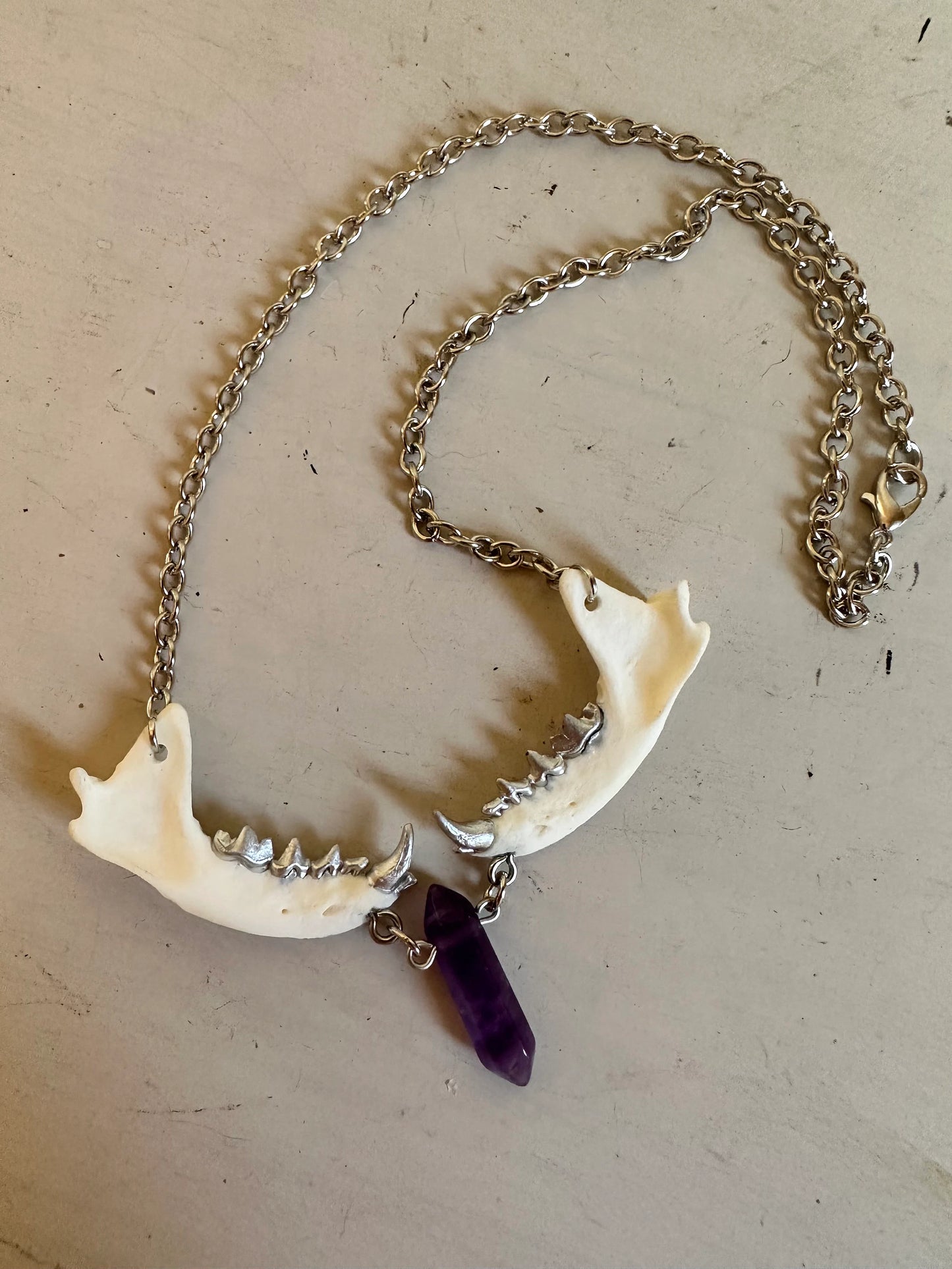 Unhinged Biting Mandible Amethyst Necklace