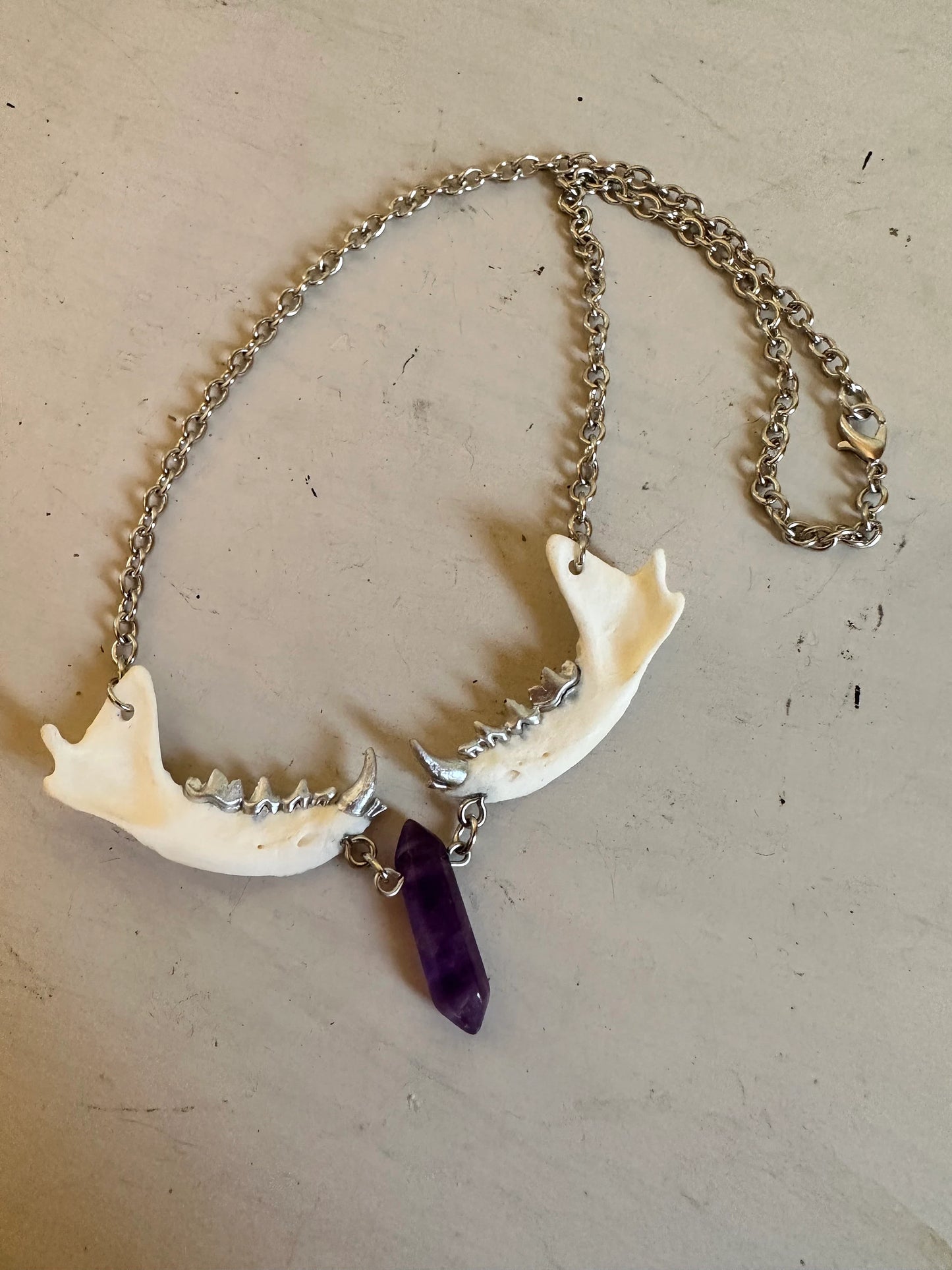 Unhinged Biting Mandible Amethyst Necklace