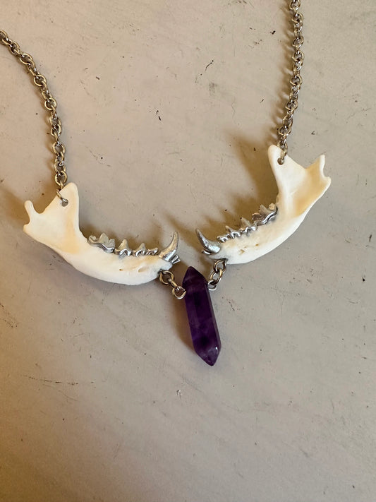 Unhinged Biting Mandible Amethyst Necklace