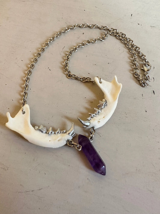 Unhinged Biting Mandible Amethyst Necklace