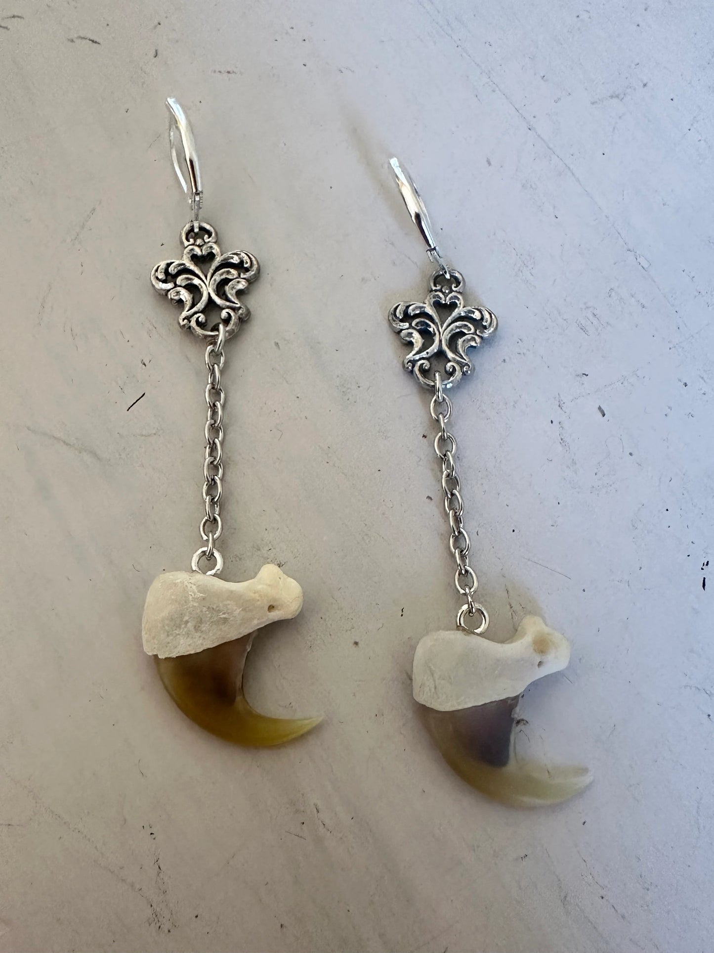 Filigree and Chain Claw Earrings