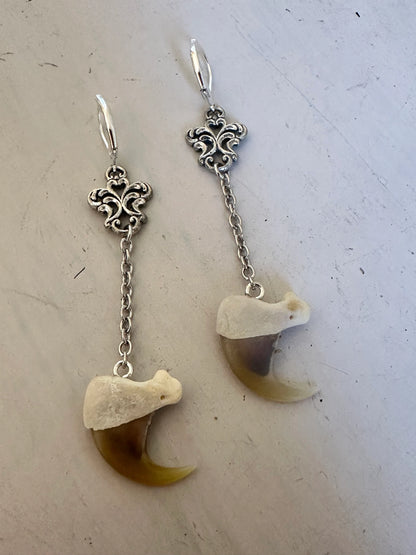 Filigree and Chain Claw Earrings