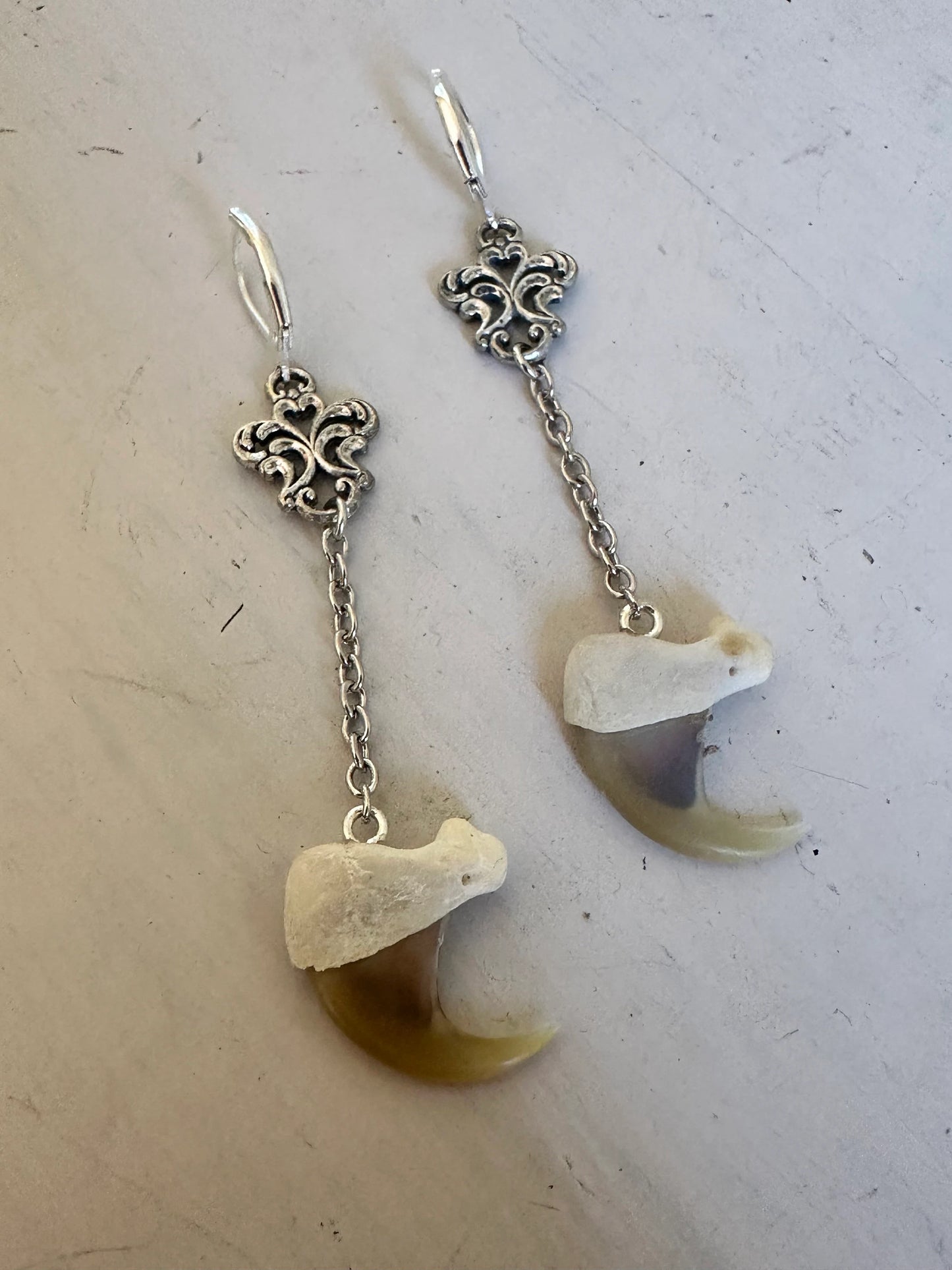 Filigree and Chain Claw Earrings