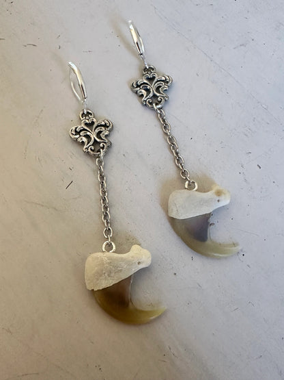 Filigree and Chain Claw Earrings