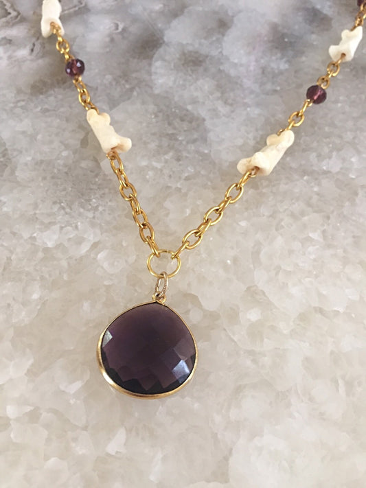 Bone and Stone Gold Chain Necklace