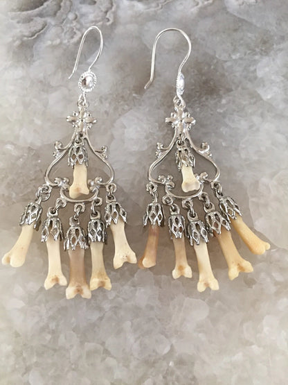 Silver Fox Toe chandelier Earrings