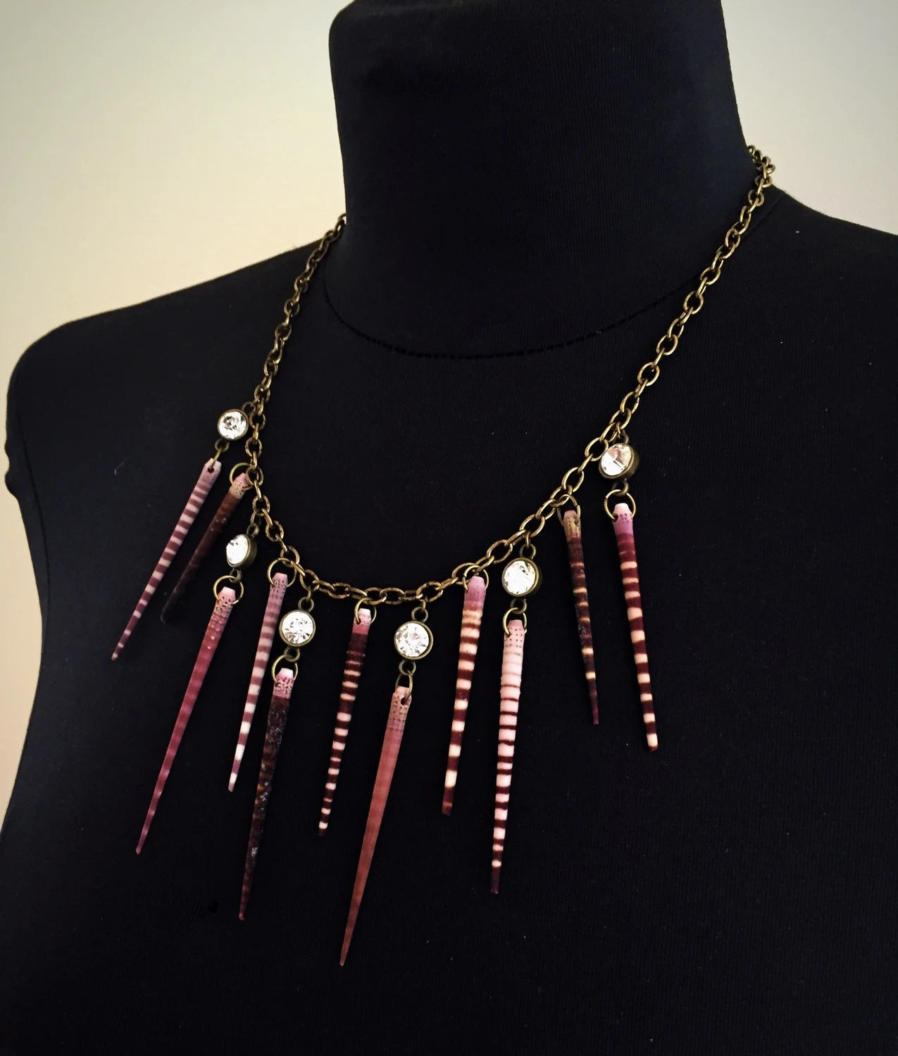 Sea Urchin Spine and Crystal Necklace