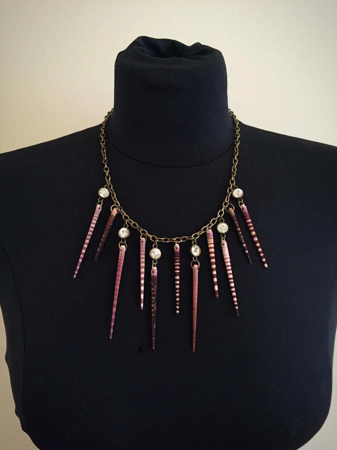 Sea Urchin Spine and Crystal Necklace