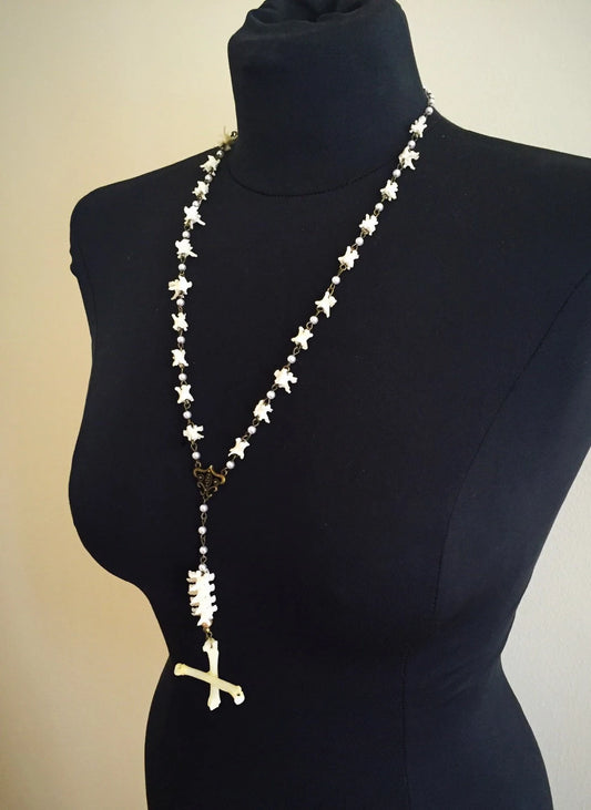 Bone, Vertebrae and Pearl Rosary