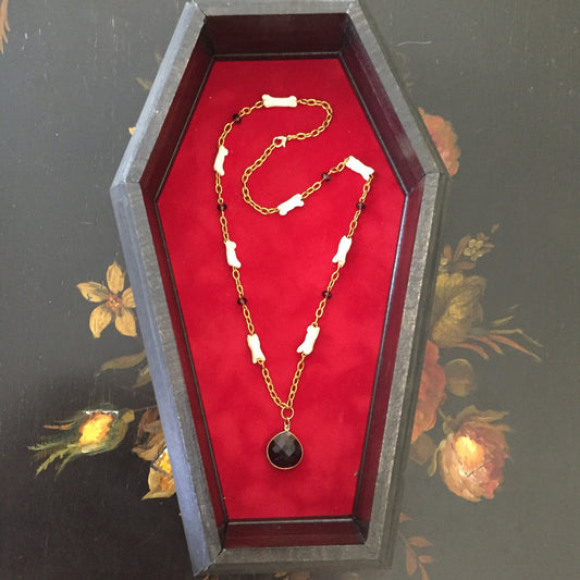 Bone and Stone Gold Chain Necklace