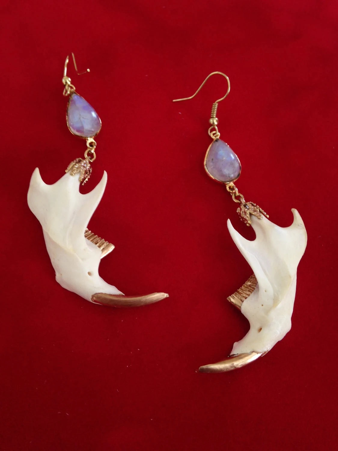 Sliced Quartz Muskrat Jaw Earrings