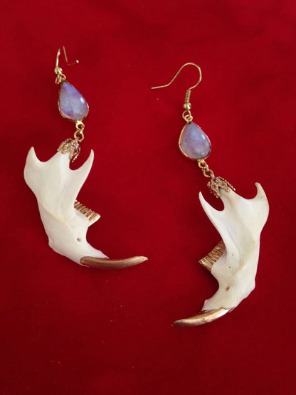 Sliced Quartz Muskrat Jaw Earrings