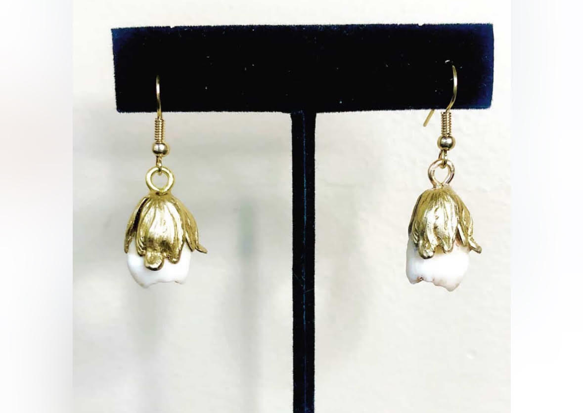tooth floral earrings